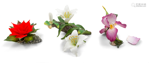 A Group of Three Boehm Porcelain Flowers Heig…