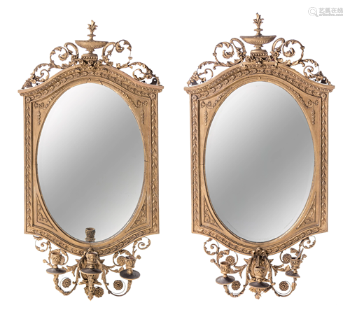 A Pair of Continental Giltwood Girandole Mirrors He…