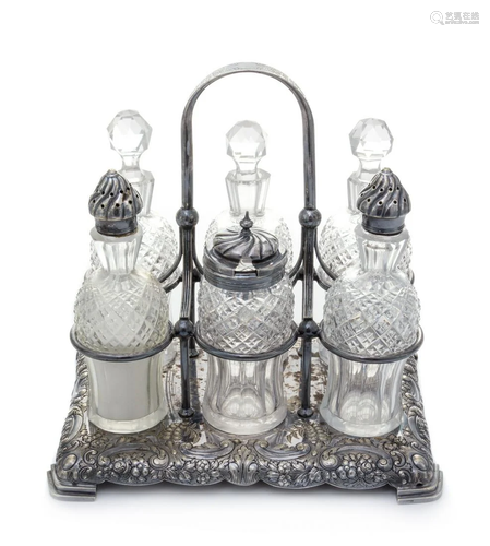 An English Silver-Plate Cruet Set, William Padley &