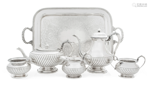 An American Silver Five-Piece Tea and Coffee Service,