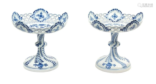 A Pair of Meissen Porcelain Reticulated Compote…