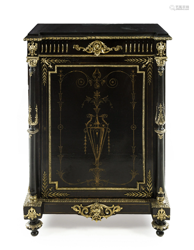 A Napoleon III Style Ebony Veneered Meuble d'Appui