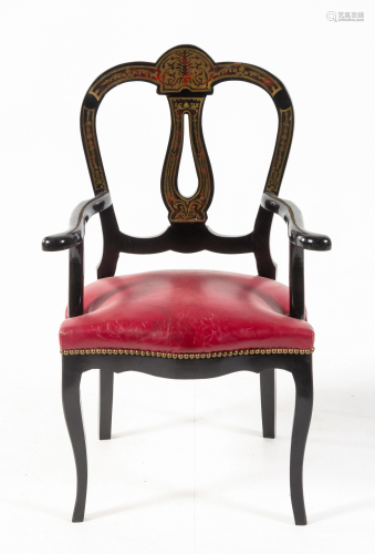 A Napoleon III Boulle Fauteuil Height 41 inches.
