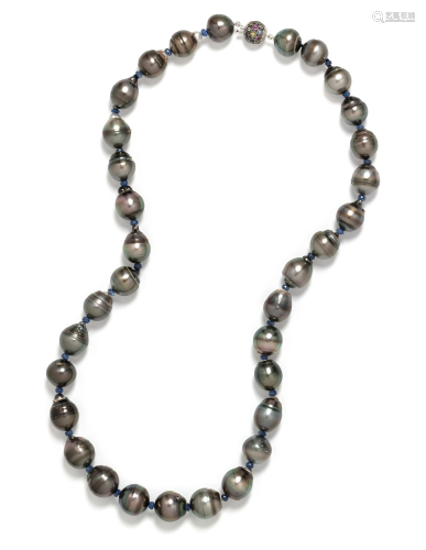 GREY CULTURED BAROQUE PEARL AND MULTI…