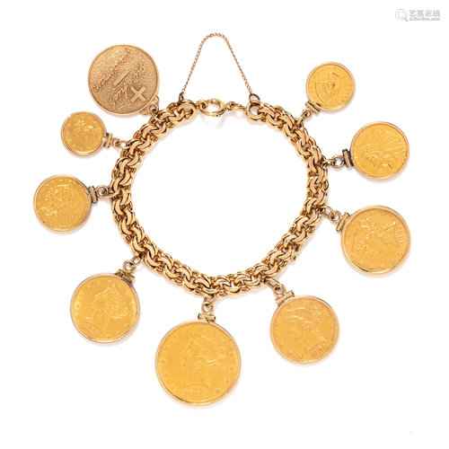 YELLOW GOLD COIN BRACELET