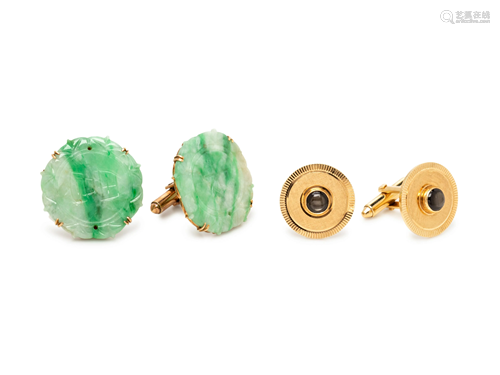 COLLECTION OF YELLOW GOLD CUFFLINKS