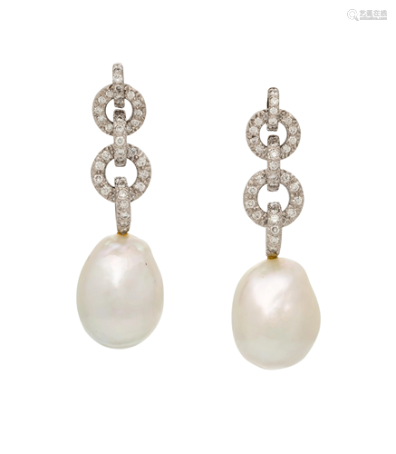 DIAMOND AND CULTURED BAROQUE PEARL E…