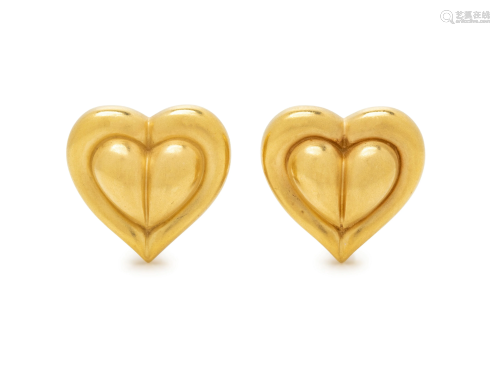 KIESELSTEIN-CORD, YELLOW GOLD HEART EARCLIPS