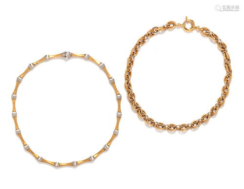 COLLECTION OF BICOLOR GOLD NECKLACES