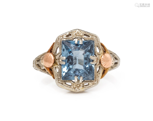 ANTIQUE, SYNTHETIC BLUE SPINEL RING