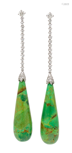 DIAMOND AND VARISCITE EARRINGS