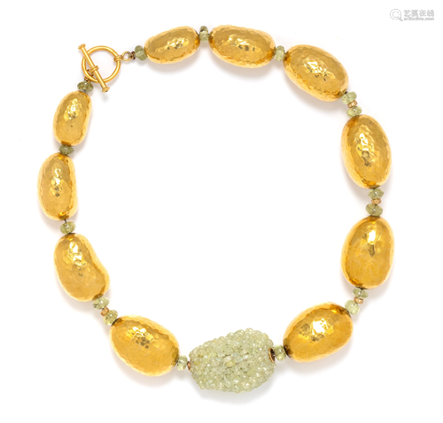 GOLD-FILLED AND PERIDOT BEAD NECKLACE