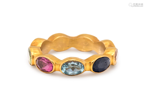 YELLOW GOLD AND MULTIGEM RING