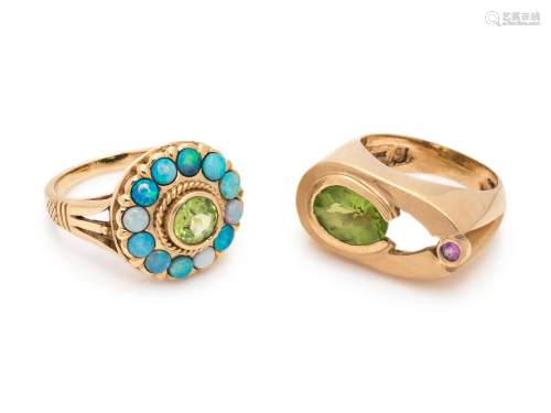 COLLECTION OF YELLOW GOLD AND GEMSTO…