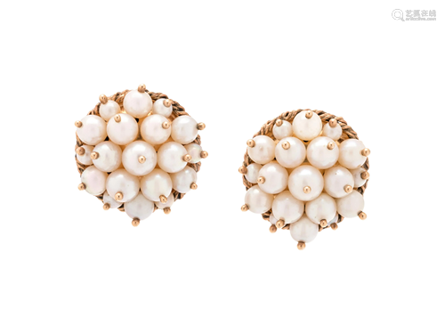 CULTURED PEARL EARCLIPS