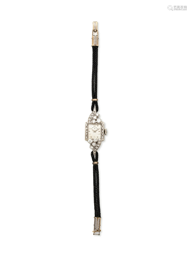 ELGIN, 14K WHITE GOLD AND DIAMOND WRIST…