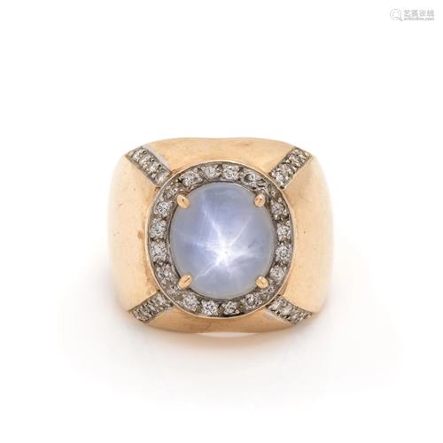 STAR SAPPHIRE AND DIAMOND RING