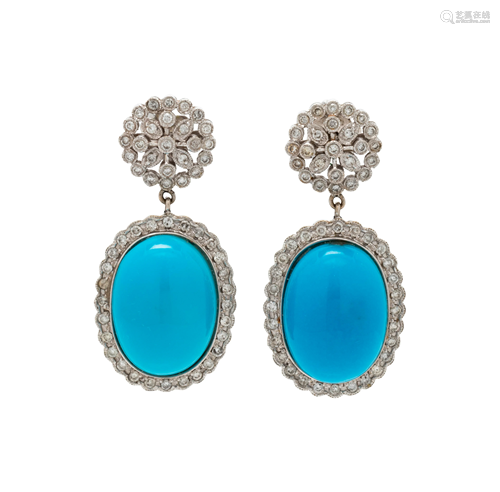 TURQUOISE AND DIAMOND EARRINGS