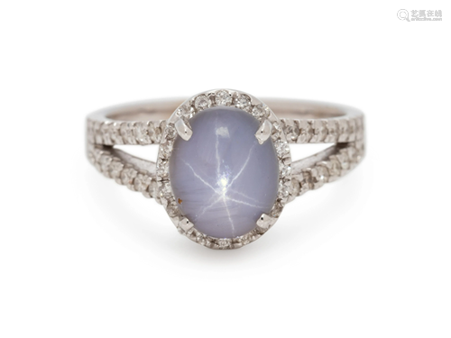 STAR SAPPHIRE AND DIAMOND RING