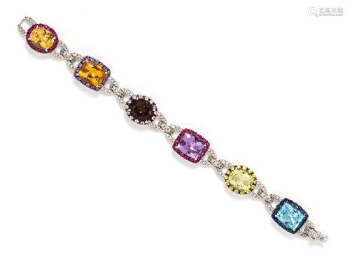 MULTIGEM AND DIAMOND BRACELET