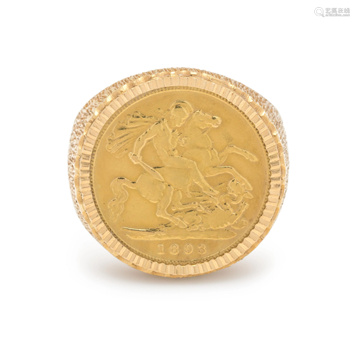 BRITISH SOVEREIGN GOLD COIN RING