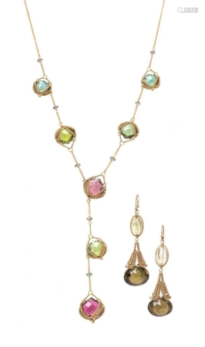 YELLOW GOLD, TOURMALINE AND ROCK CR…