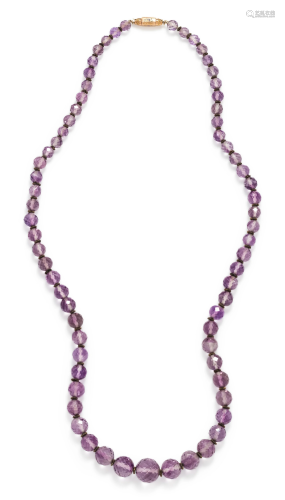 ANTIQUE, AMETHYST BEAD NECKLACE