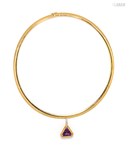 YELLOW GOLD, AMETHYST AND DIAMOND P…