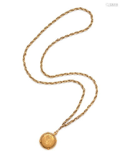 YELLOW GOLD COIN WATCH PENDANT/NECKLACE