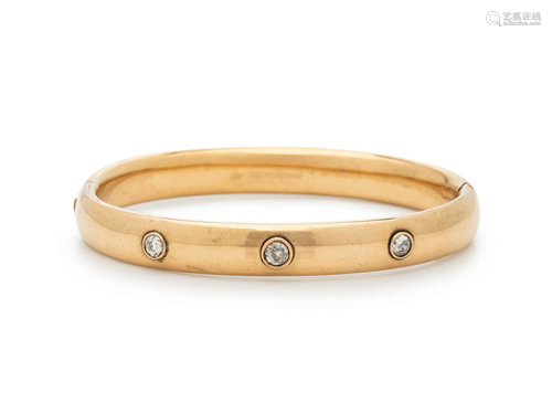 YELLOW GOLD AND DIAMOND BANGLE BRACELET