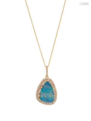 OPAL AND DIAMOND PENDANT/NECKLACE