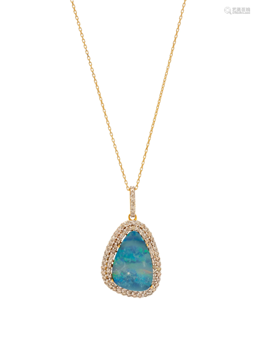 OPAL AND DIAMOND PENDANT/NECKLACE