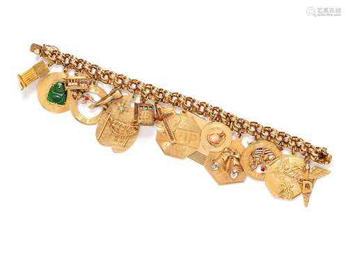 YELLOW GOLD CHARM BRACELET