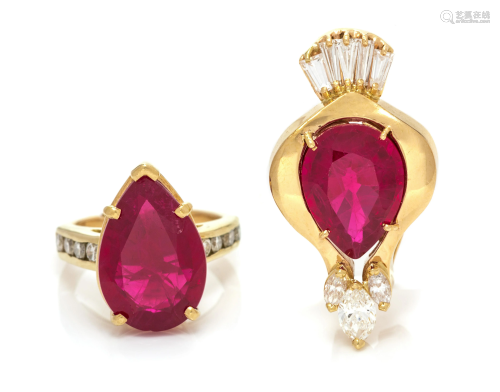 COLLECTION OF SYNTHETIC RUBY AND DIAM…