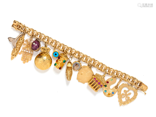 YELLOW GOLD CHARM BRACELET