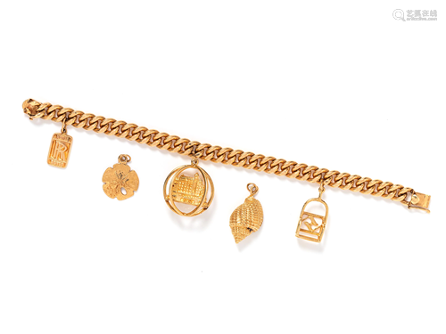 YELLOW GOLD CHARM BRACELET