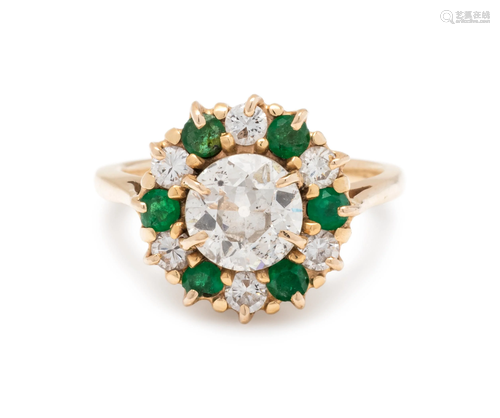 DIAMOND AND EMERALD RING