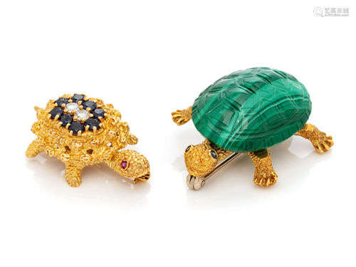 COLLECTION OF YELLOW GOLD TURTLE BROO…