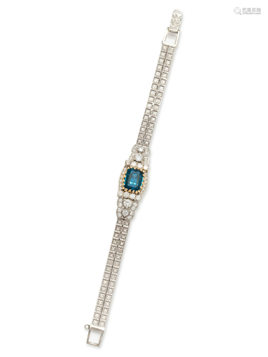 BLUE TOPAZ AND DIAMOND BRACELET