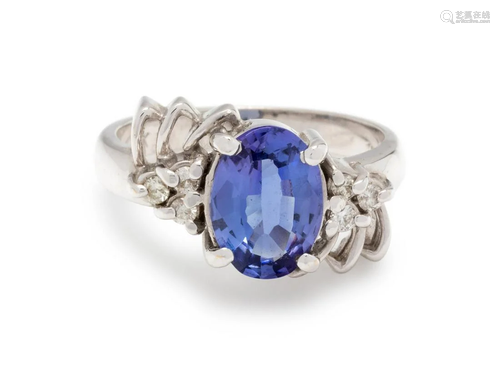 TANZANITE AND DIAMOND RING