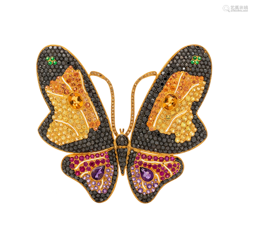 MULTIGEM BUTTERFLY BROOCH