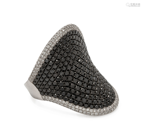 BLACK DIAMOND AND DIAMOND RING