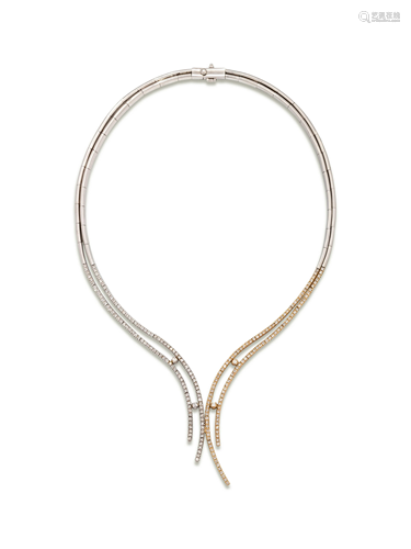 BICOLOR GOLD AND DIAMOND NECKLACE