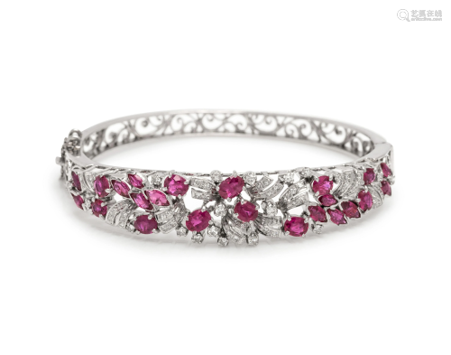 RUBY AND DIAMOND BANGLE BRACELET