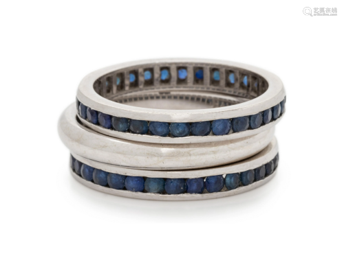 COLLECTION OF WHITE GOLD AND SAPPHIRE ETERNI…