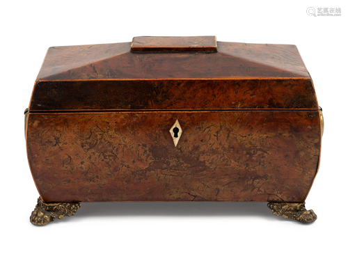 An English Burlwood Tea Caddy