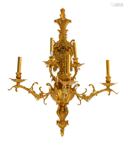 A Neoclassical Gilt Metal Five-Light Sconce