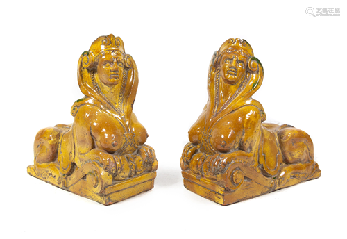 A Pair of English Glazed Terra Cotta Figures