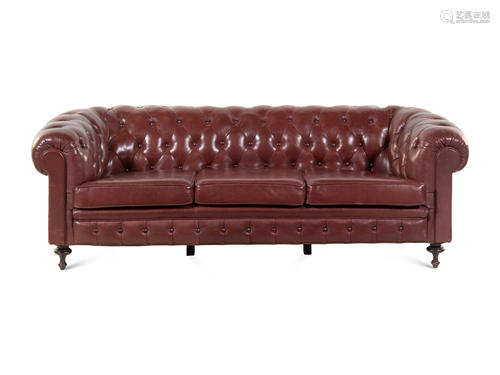 A Leather-Upholstered Chesterfield Sofa