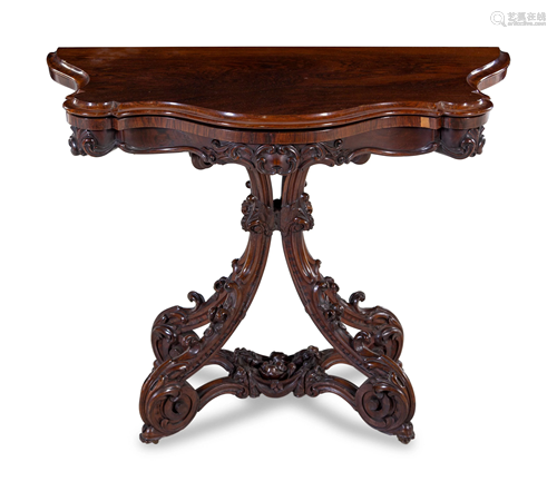 A French Rococo Revival Rosewood Flip-Top Table